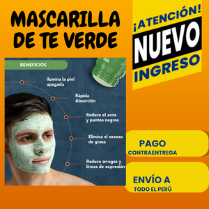 Mascarilla de té verde para la cara, barro de limpieza profunda, mascarilla de arcilla purificante de té verde para eliminar puntos negros, antiacné